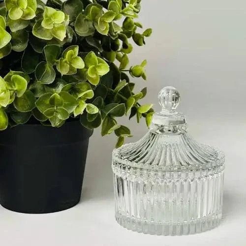 Ribbed Carousel Clear Candle Jar Small - The Fragrance Room