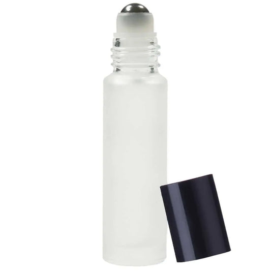 Glass Roller Bottle Frosted & Black Cap 10ml
