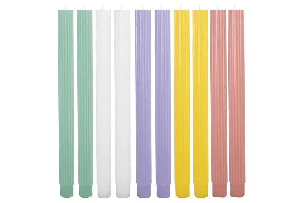 Unscented Ribbed Taper Candles 2pc