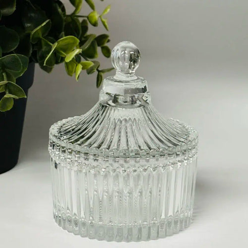 Ribbed Carousel Clear Candle Jar Small