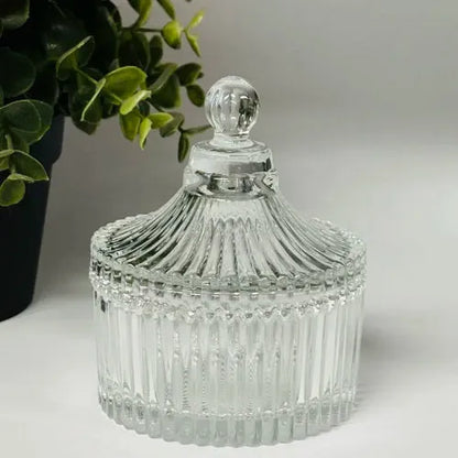 Ribbed Carousel Clear Candle Jar Small