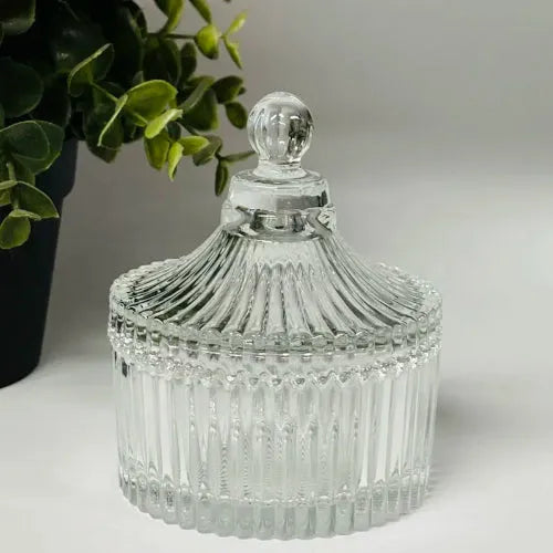 Ribbed Carousel Clear Candle Jar Small