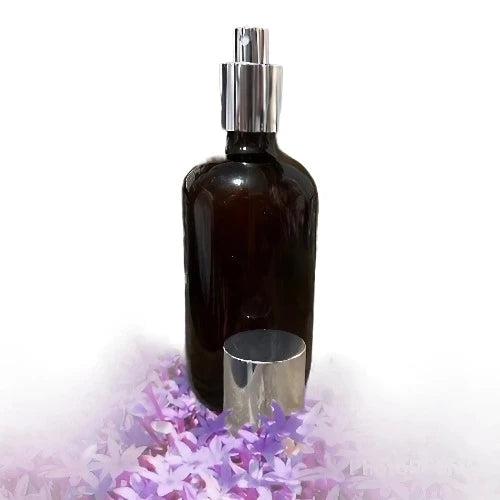 Amber Glass Bottle & Gloss Silver Atomiser 250ml - The Fragrance Room
