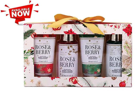 Christmas Skin Care 4pc Set Rose & Berry - The Fragrance Room