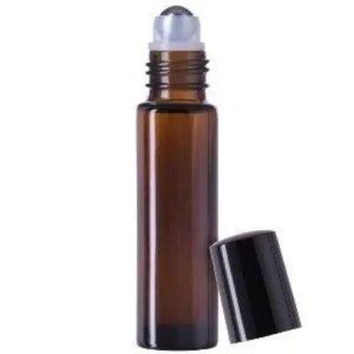 Glass Roller Bottle Amber & Black Cap 10ml - The Fragrance Room