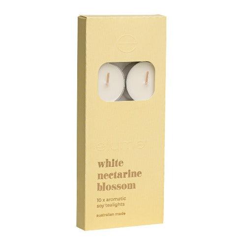 White Nectarine Blossom Tealights Pack of 10 - The Fragrance Room